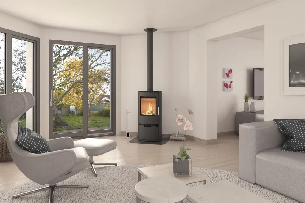 Poêle à bois Odyssée Design en activité